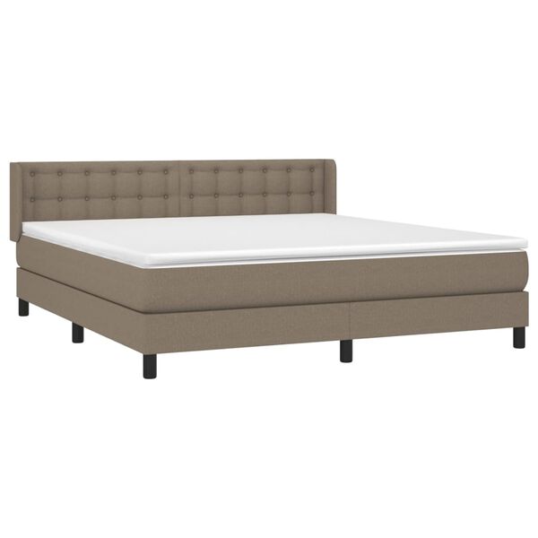 vidaXL Cama box spring con colch&oacute;n tela gris taupe 180x200 cm