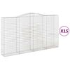vidaXL Cestas de gaviones 15 uds forma de arco hierro 400x50x220/240cm