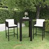 vidaXL Set muebles bar jardín 3 piezas y cojines ratán sintético negro
