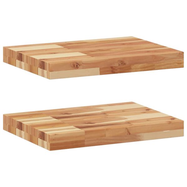 vidaXL Estante flotante 2 uds madera acacia acabado aceite 60x30x4 cm