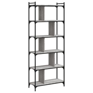 vidaXL Librer&iacute;a 6 estantes madera ingenier&iacute;a gris Sonoma 76x32x192 cm