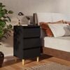 vidaXL Mesita de noche con patas de madera maciza negro 40x35x69 cm