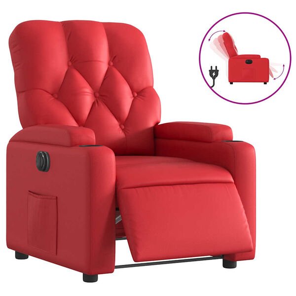 vidaXL Sill&oacute;n reclinable el&eacute;ctrico de cuero sint&eacute;tico rojo