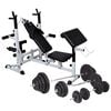 vidaXL Banco musculaci&oacute;n con soporte pesas, pesas y mancuernas 120 kg