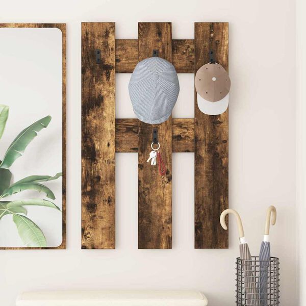 vidaXL Perchero de pared Roble ahumado 65 x 3 x 100 cm