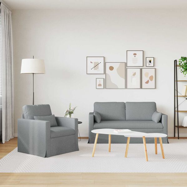 vidaXL Sof&aacute; 140cm 2 pcs Gris Claro Metal