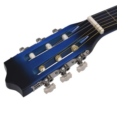 vidaXL Set de guitarra clásica niños principiantes 8 pzas azul 3/4 36"