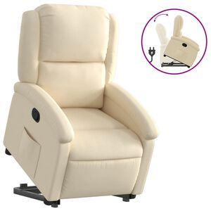 vidaXL Sill&oacute;n reclinable elevable de tela color crema