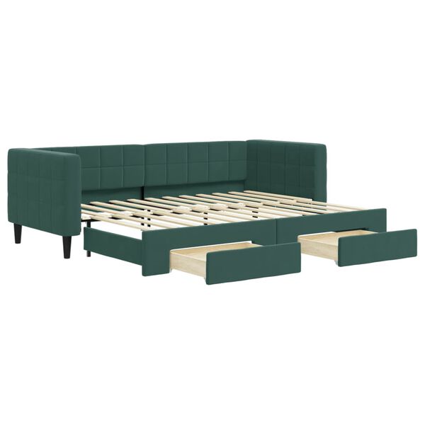 vidaXL Sofá cama nido con cajones terciopelo verde oscuro 80x200 cm