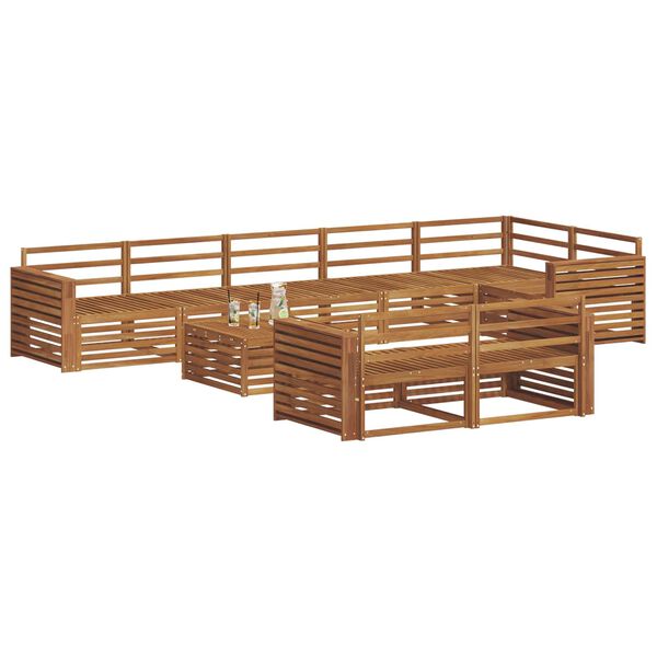 vidaXL Conjunto de sof&aacute;s de exterior 9 pcs Natural