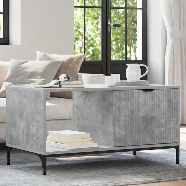 vidaXL Mesa de Café Gris Concreto 90 x 49 x 46 cm Madera de ingeniería