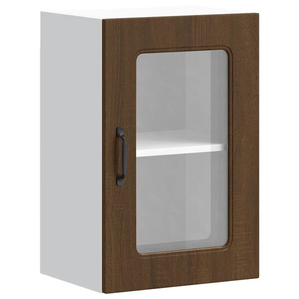 vidaXL Armario pared cocina puerta de cristal Kalmar roble marr&oacute;n