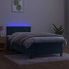 vidaXL Cama box spring colch&oacute;n y LED terciopelo azul oscuro 80x200 cm
