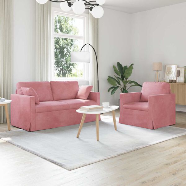 vidaXL Sof&aacute; 2 pcs Rosa 158 x 78 x 80 cm Terciopelo