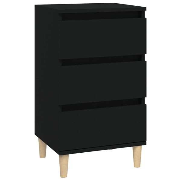 vidaXL Mesita de noche madera contrachapada negro 40x35x70 cm