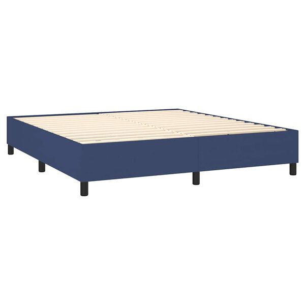 vidaXL Cama box spring con colch&oacute;n tela azul 180x200 cm