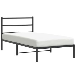 vidaXL Estructura cama sin colch&oacute;n con cabecero metal negro 100x190 cm