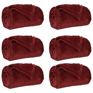 vidaXL Mantitas de Sof&aacute; 6 uds. Rojo Burdeos 150 x 200 cm 4.68 kg Lana