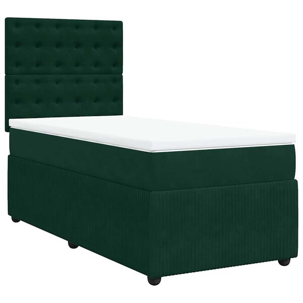 vidaXL Cama box spring con colch&oacute;n terciopelo verde oscuro 80x200 cm