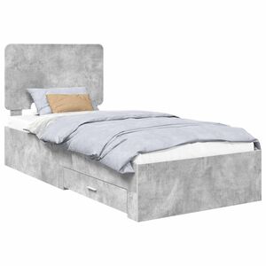 vidaXL Estructura de cama con cabecera Gris Concreto 70 x 190 cm