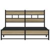vidaXL Estructura de cama sin colch&oacute;n metal roble Sonoma 150x200 cm