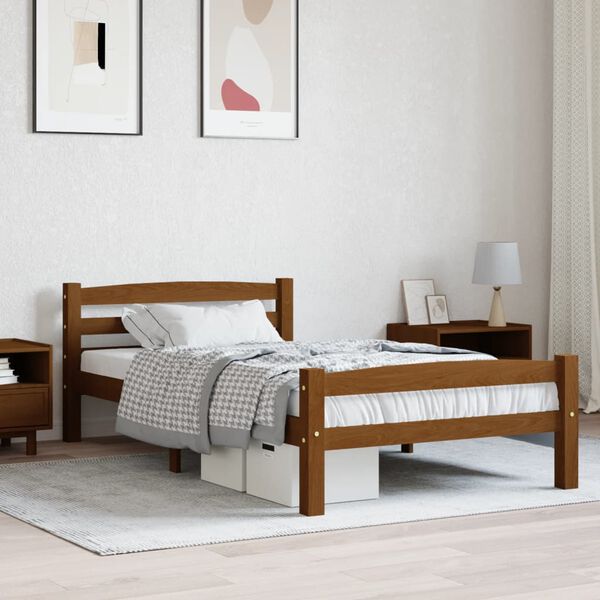 vidaXL Estructura cama sin colchón madera pino marrón miel 100x200 cm
