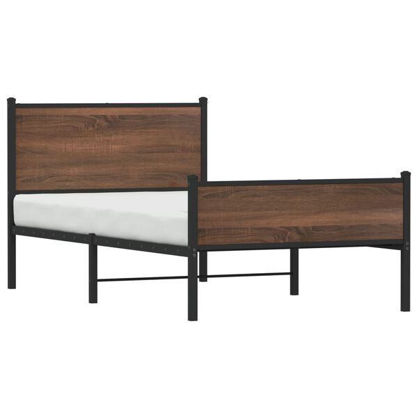 vidaXL Estructura de cama sin colch&oacute;n metal marr&oacute;n roble 100x190 cm
