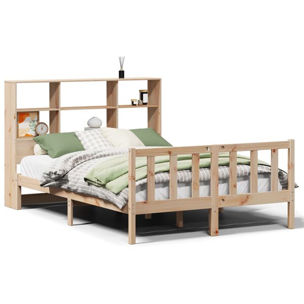 vidaXL Cama con estantería sin colchón madera maciza de pino 150x200cm