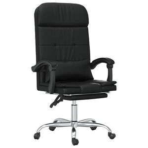 vidaXL Sill&oacute;n de oficina reclinable con masaje, de piel sint&eacute;tica negra