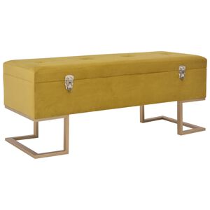 vidaXL Banco con compartimento 105 cm color mostaza de terciopelo