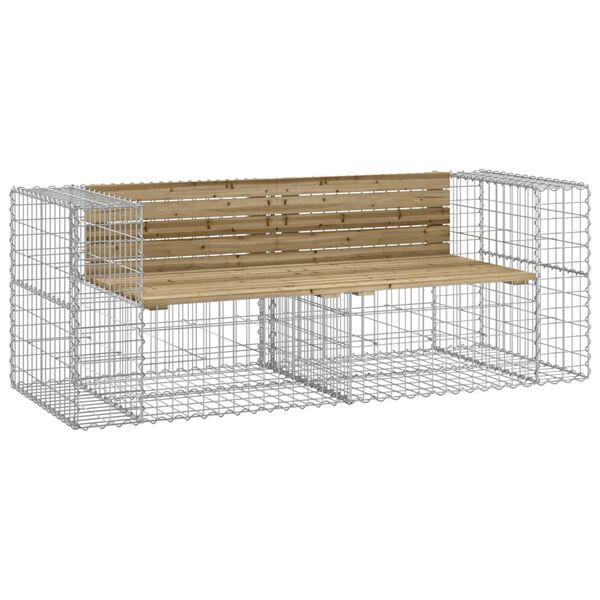 vidaXL Banco jardín con gaviones madera pino impregnada 184x71x65,5 cm