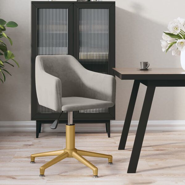 vidaXL Silla de oficina giratoria de terciopelo gris claro