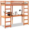 vidaXL Cama alta sin colch&oacute;n madera maciza pino marr&oacute;n cera 80x200 cm