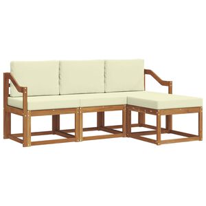 vidaXL Conjunto de sof&aacute;s de exterior con coj&iacute;n 4 pcs Natural y Crema