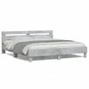 vidaXL Estructura de cama cabecero y luces LED gris hormig&oacute;n 200x200cm