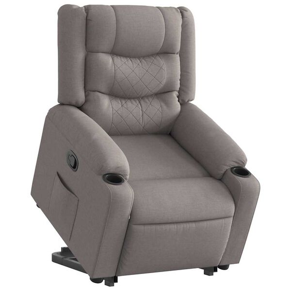 vidaXL Sill&oacute;n reclinable elevable tela gris taupe