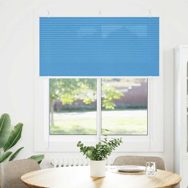 vidaXL Estor Plisado azul 115x100 cm Tela Ancho 114,4 cm Poli&eacute;ster