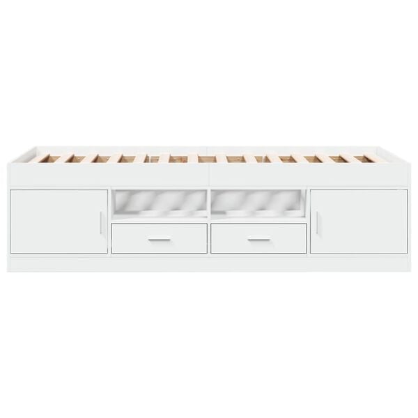 vidaXL Sof&aacute; cama con cajones sin colch&oacute;n blanco 100x200 cm