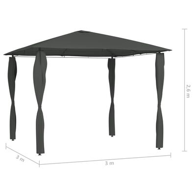 vidaXL Cenador con cubiertas de postes antracita 3x3x2,6 m 160 g/m²