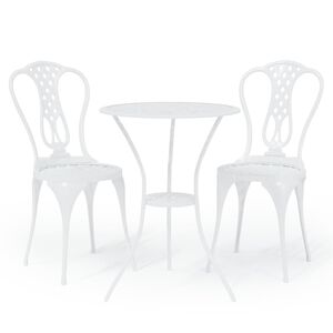 vidaXL Mesa y sillas de bistr&oacute; 3 piezas aluminio fundido blanco