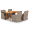 vidaXL Juego de comedor para jard&iacute;n 5 piezas marr&oacute;n