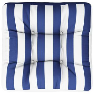 vidaXL Coj&iacute;n para pal&eacute;s tela a rayas azul y blanco 50x50x12 cm