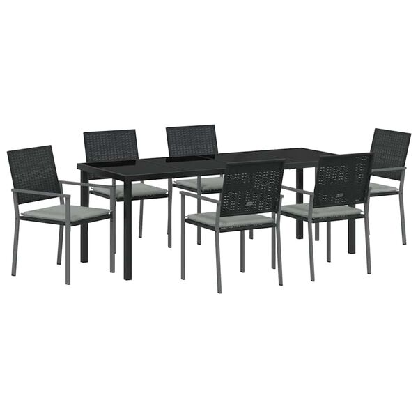 vidaXL Conjunto de Comedor de Jard&iacute;n 7 pcs Negro y Gris Claro