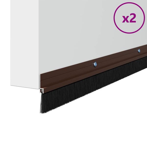 vidaXL Sellos de cepillo de puerta atornillables 2 pcs Marrón 100 cm