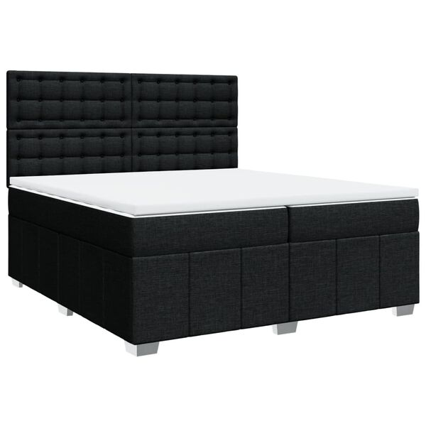 vidaXL Cama box spring con colch&oacute;n tela negro 200x200 cm