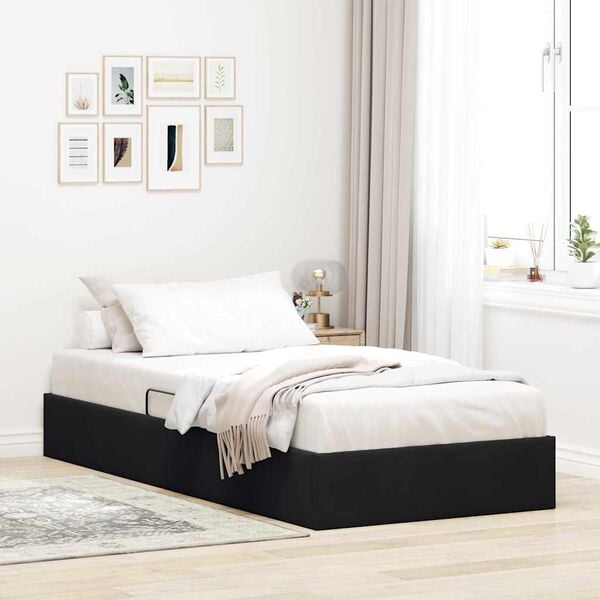 vidaXL Cama con almacenamiento Negro 90 x 190 cm Terciopelo