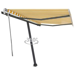 vidaXL Toldo de pie retr&aacute;ctil manual amarillo y blanco 300x250 cm