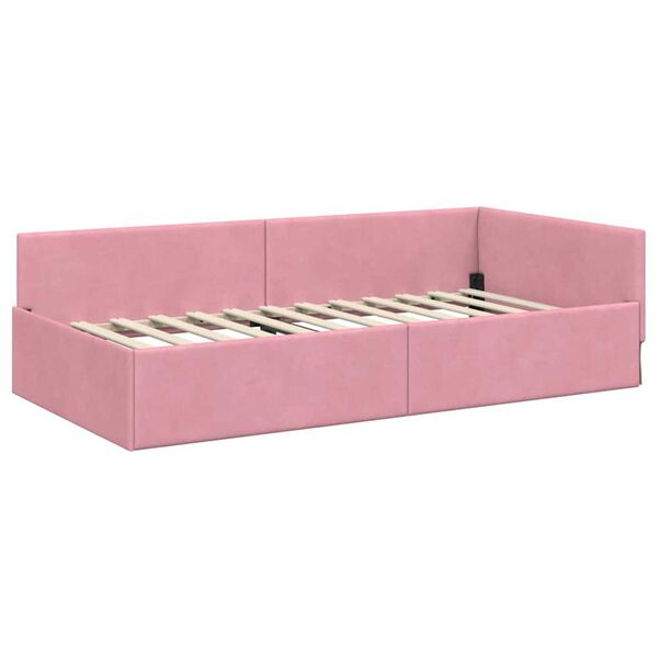 vidaXL Estructura de cama en esquina Rosa 80 cm x 200 cm Terciopelo