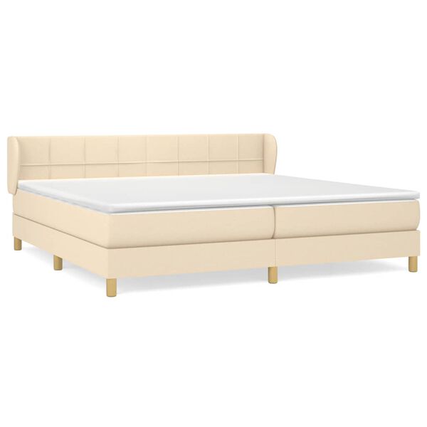 vidaXL Cama box spring con colch&oacute;n tela color crema 200x200 cm