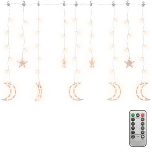 vidaXL Luces estrella y luna 138 LEDs blanco c&aacute;lido con control remoto